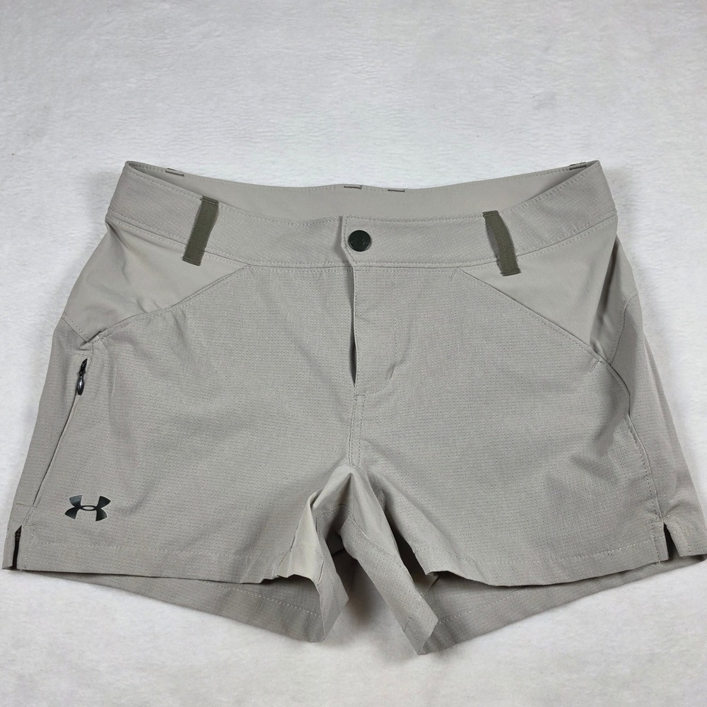 Under Armour Storm HeatGear Womens Shorts Size 4 Khaki Tan Hiking Golf Active